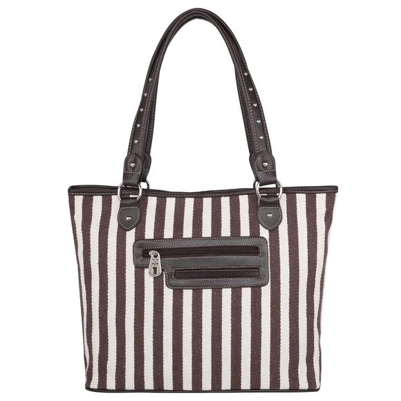 Montana West Aztec Cowhide Print Canvas Tote Bag - Picture 2 of 4